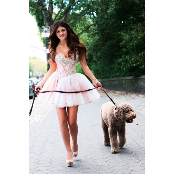 Luxury Designer Corset Crystals Runway Party Prom Cocktail Barbie Glamour Dress - Picture 5 of 6